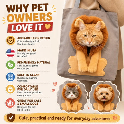Cozy Lion Cat Tote – Adorable Pet Carrier Bag for Cats & Small Pets