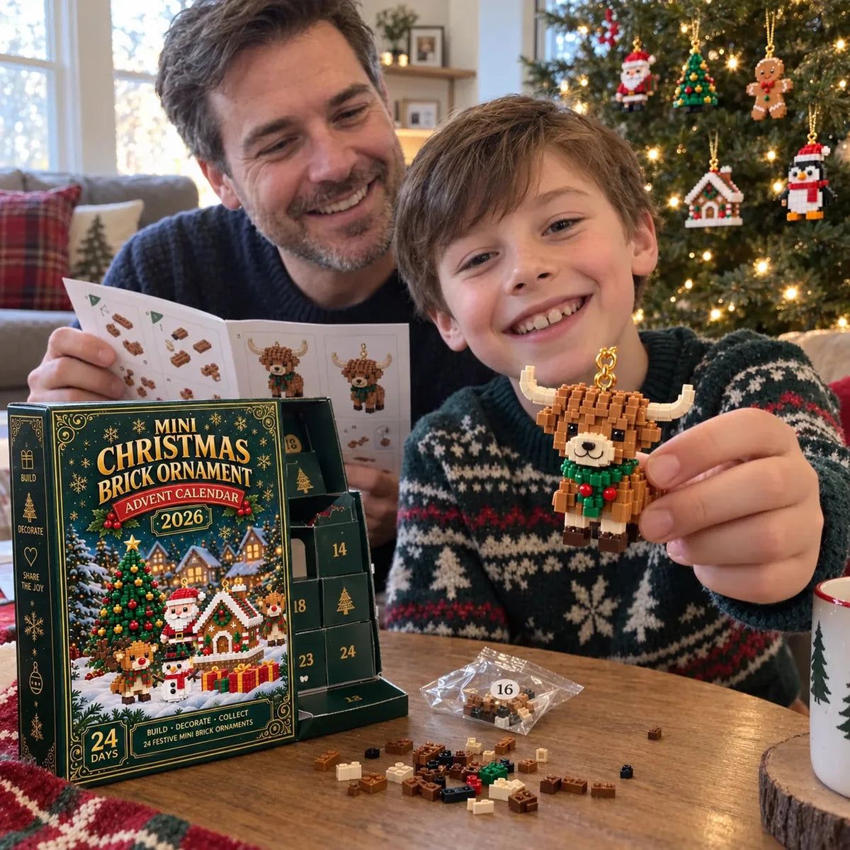 🎄 24-Day Mini Christmas Brick Ornament Advent Calendar – 24 Unique Buildable Holiday Models