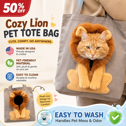 Cozy Lion Cat Tote – Adorable Pet Carrier Bag for Cats & Small Pets