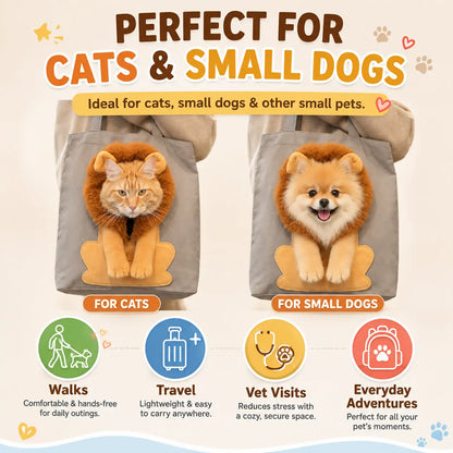 Cozy Lion Cat Tote – Adorable Pet Carrier Bag for Cats & Small Pets