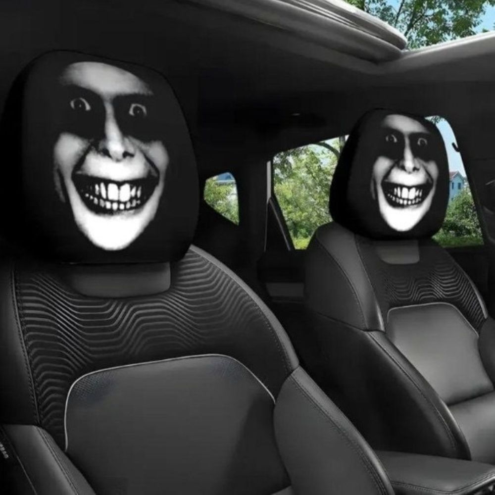 Funny Cartoon Car Headrest Covers – 2PCS Universal Fit