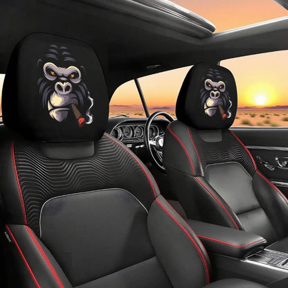 Funny Cartoon Car Headrest Covers – 2PCS Universal Fit