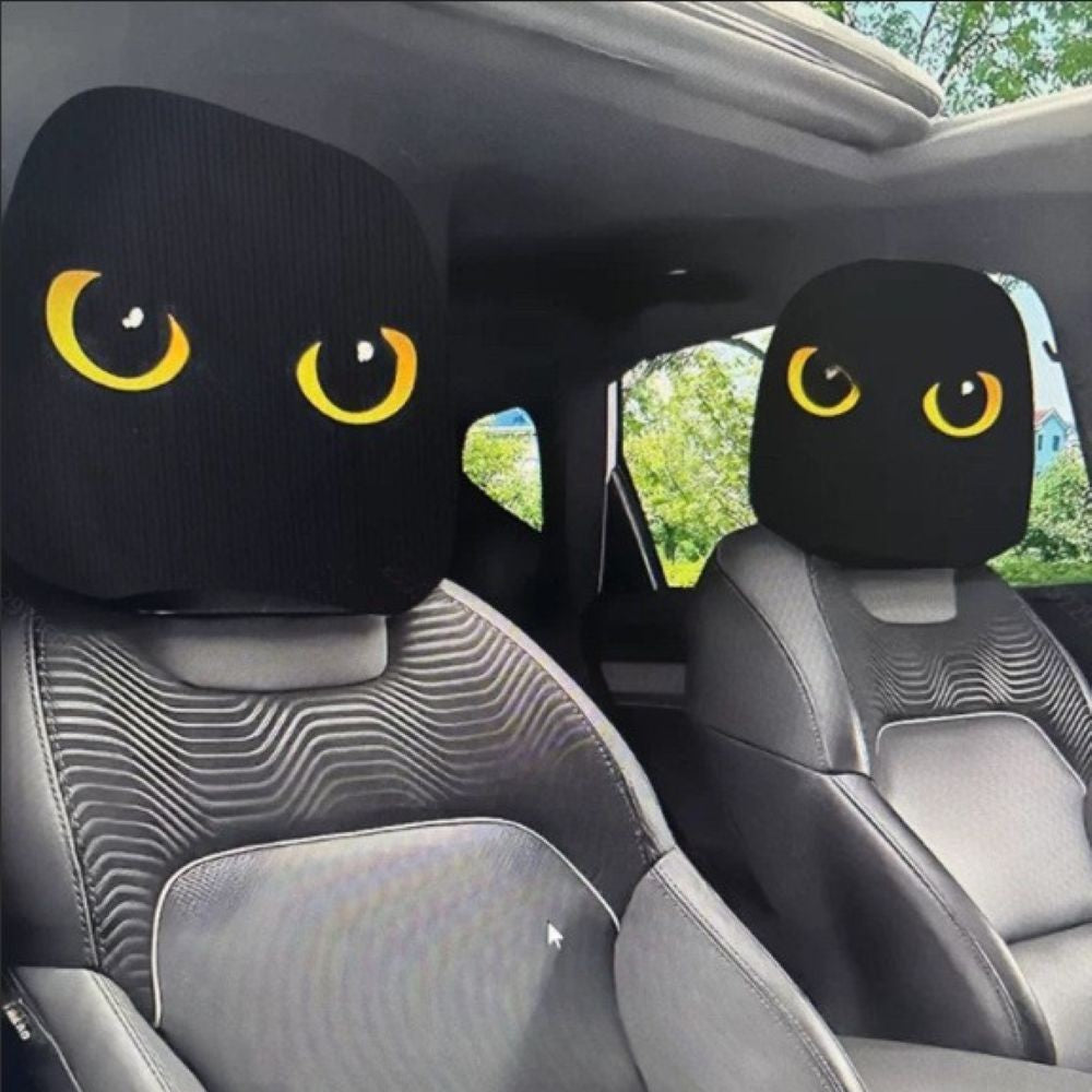 Funny Cartoon Car Headrest Covers – 2PCS Universal Fit