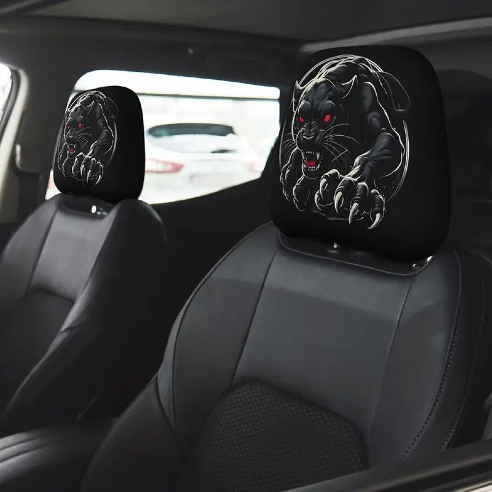 Funny Cartoon Car Headrest Covers – 2PCS Universal Fit