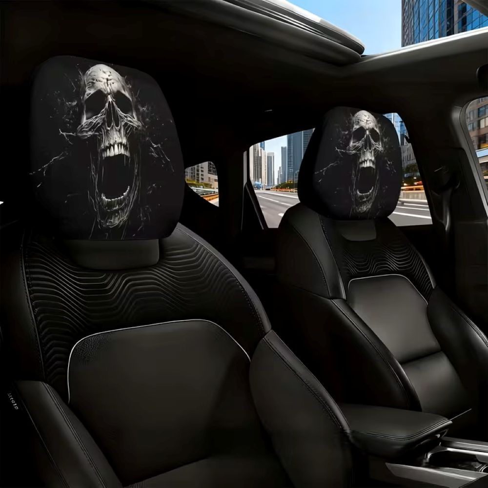 Funny Cartoon Car Headrest Covers – 2PCS Universal Fit