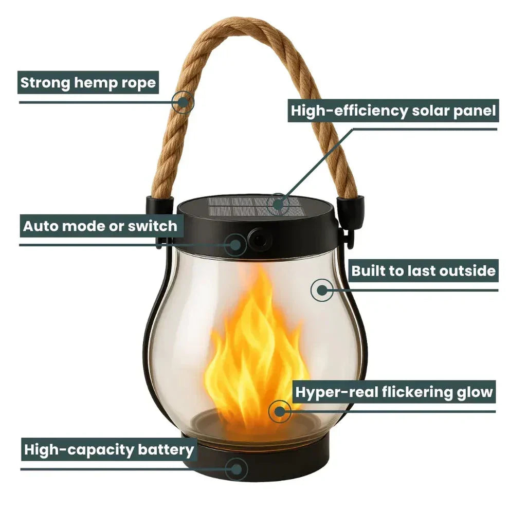 🔥Last Chance Before They're Gone!  💡Solar Flame Lanterns – No Wiring, Auto-On at Dusk!🔥