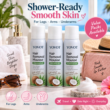 Yovot® Hair Removal Mousse – Full-Body Coconut Oil Foam for Smooth Skin